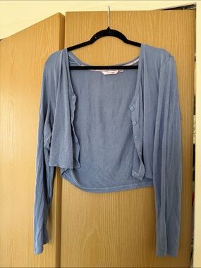 La Vie En Rose Dusty Blue Cropped Cardigan